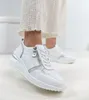 Białe Skórzane Sneakersy Na Krytej Koturnie Cambell